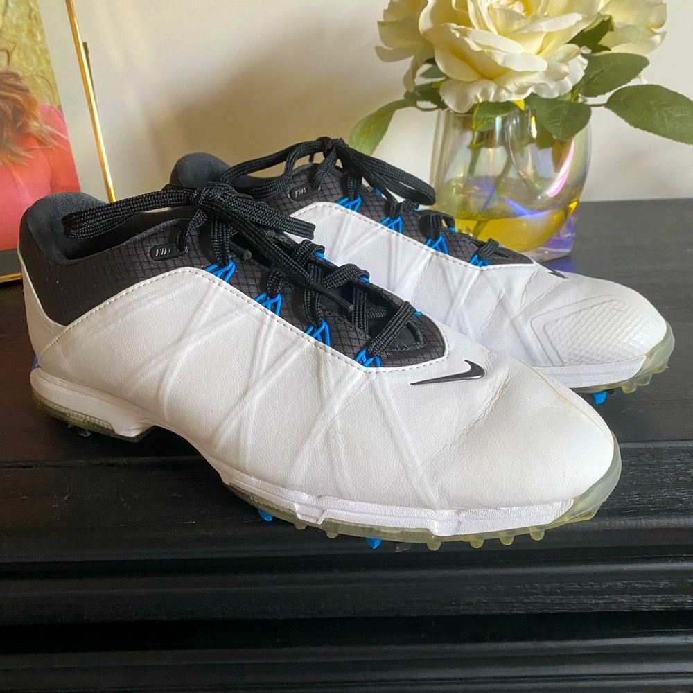 Nike Lunar Fire Golf Men's White Leather Lace Up SZ 9 - great shape - worn once